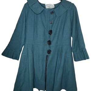 Nick & Mo Anthropologie Teal Pea Coat